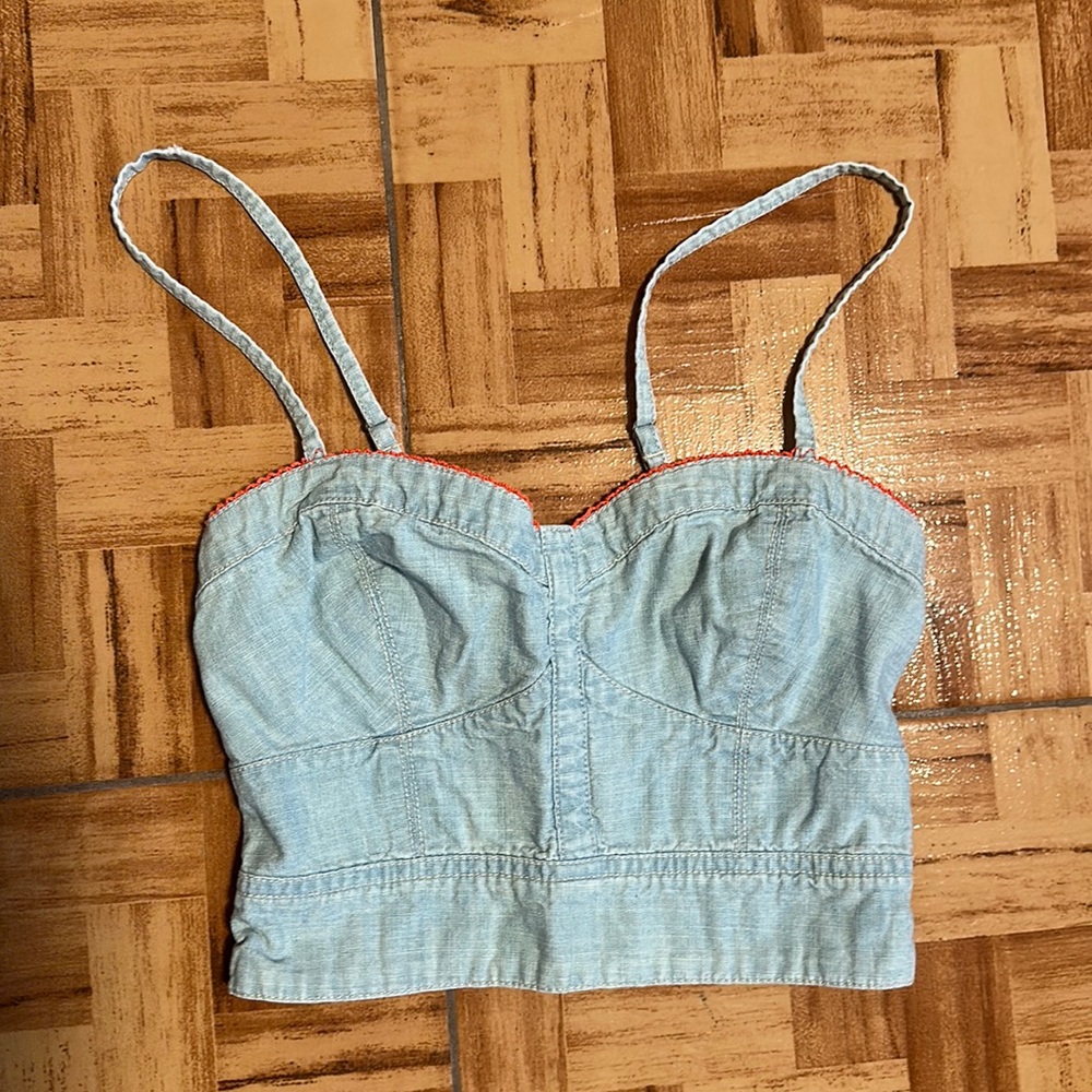 American Eagle Outfitters Chambray Corset Top XXS